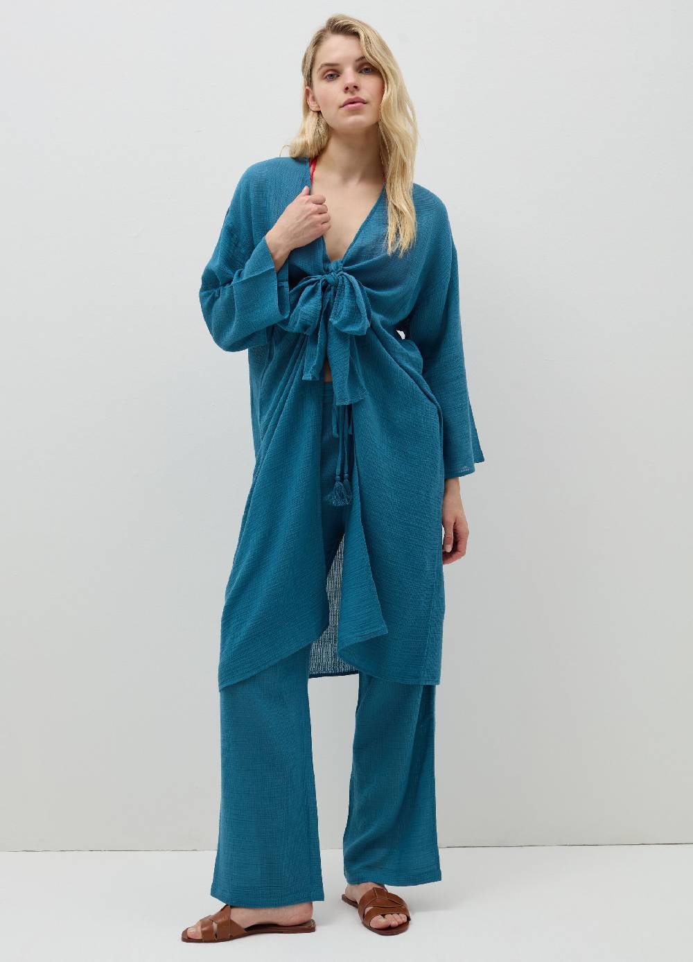 Ovs Kimono copri costume scollo a V con nodo Saldi Di Fabbrica