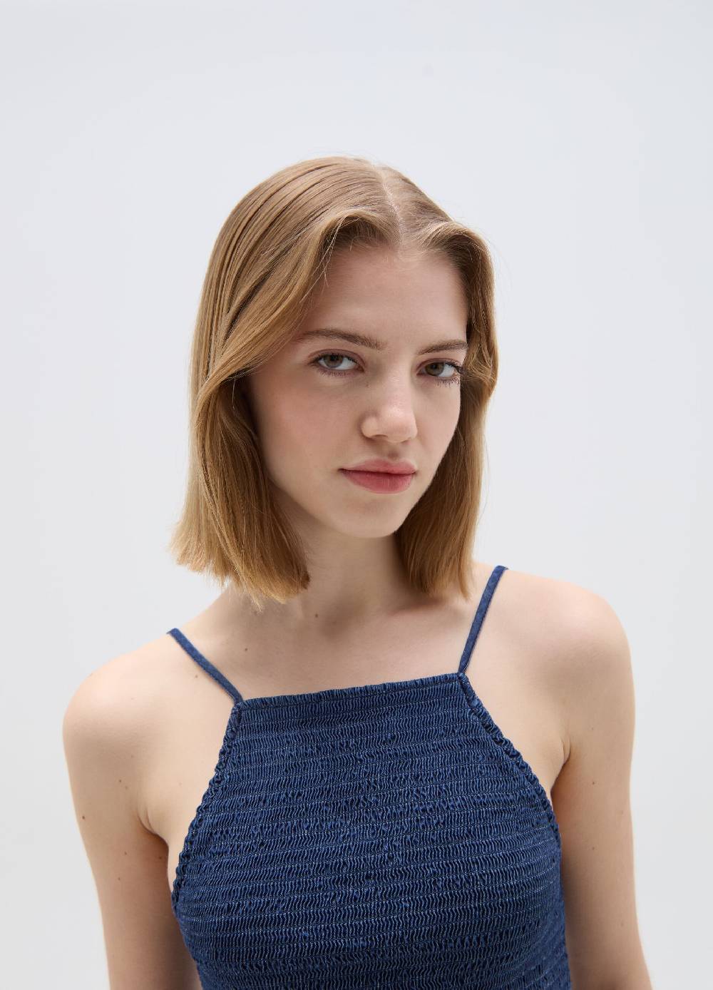 Ovs Vestito corto effetto denim con balza 2025