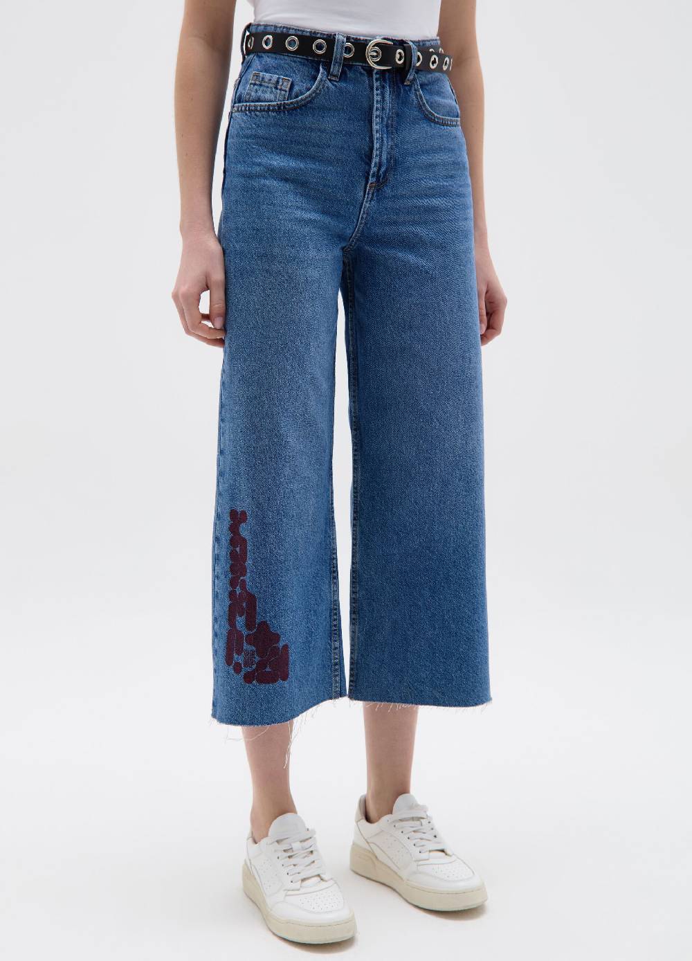 Ovs Jeans wide leg crop con stampa RE-UP Shopping Online