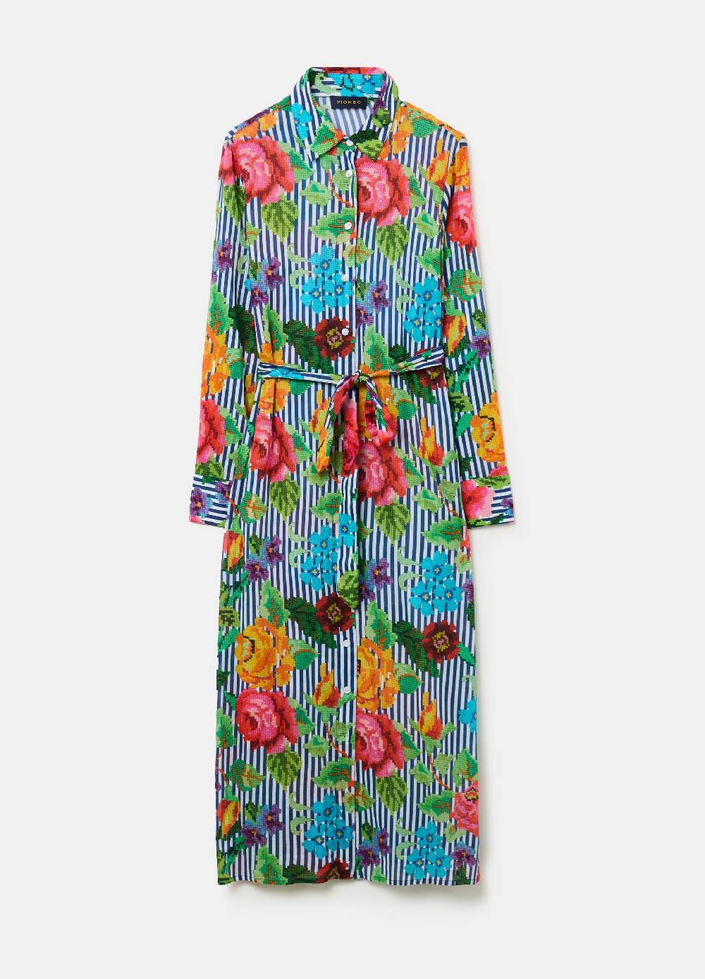 Ovs Vestito chemisier a righe con disegno a fiori Saldi Di Fabbrica