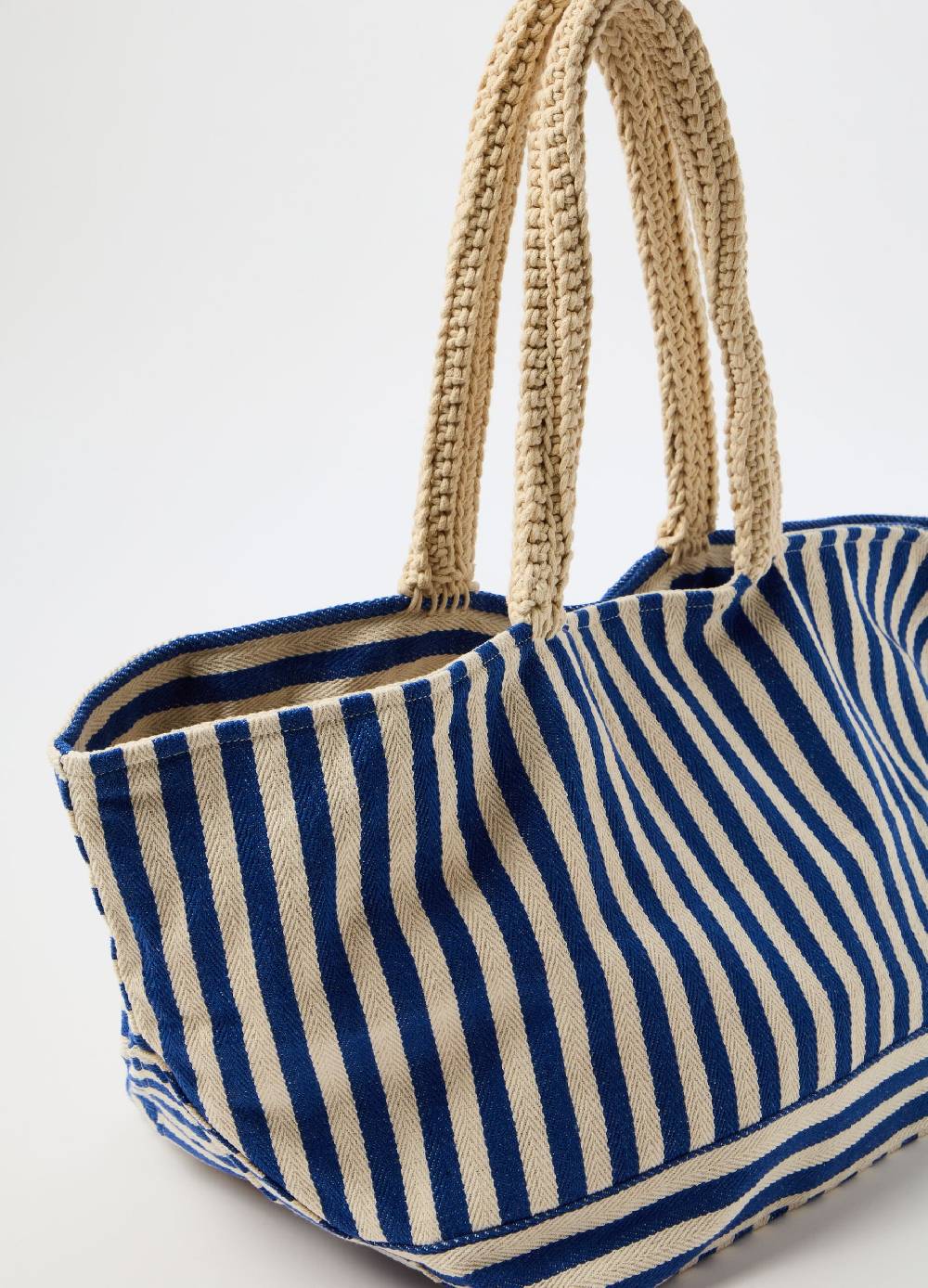 Ovs Maxi shopping bag in cotone a righe Vendita