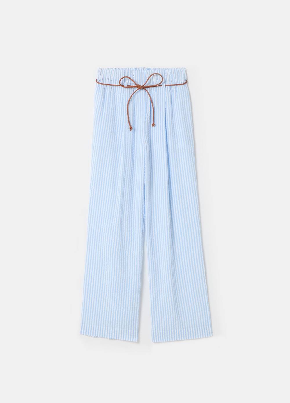 Ovs Pantaloni in seersucker a righe con cintura Online