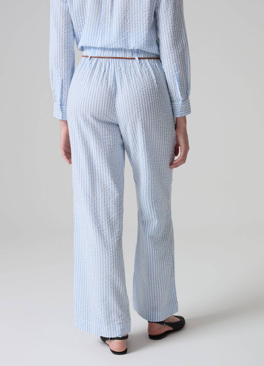 Ovs Pantaloni in seersucker a righe con cintura Online