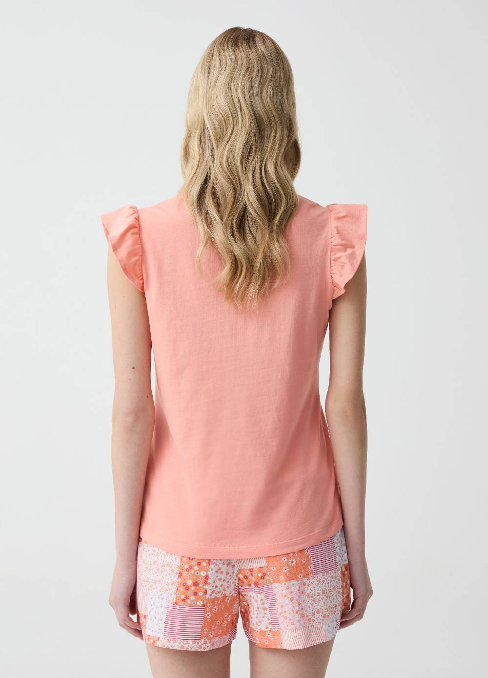 Ovs Pigiama corto con volant stampa patchwork Vendita Calda