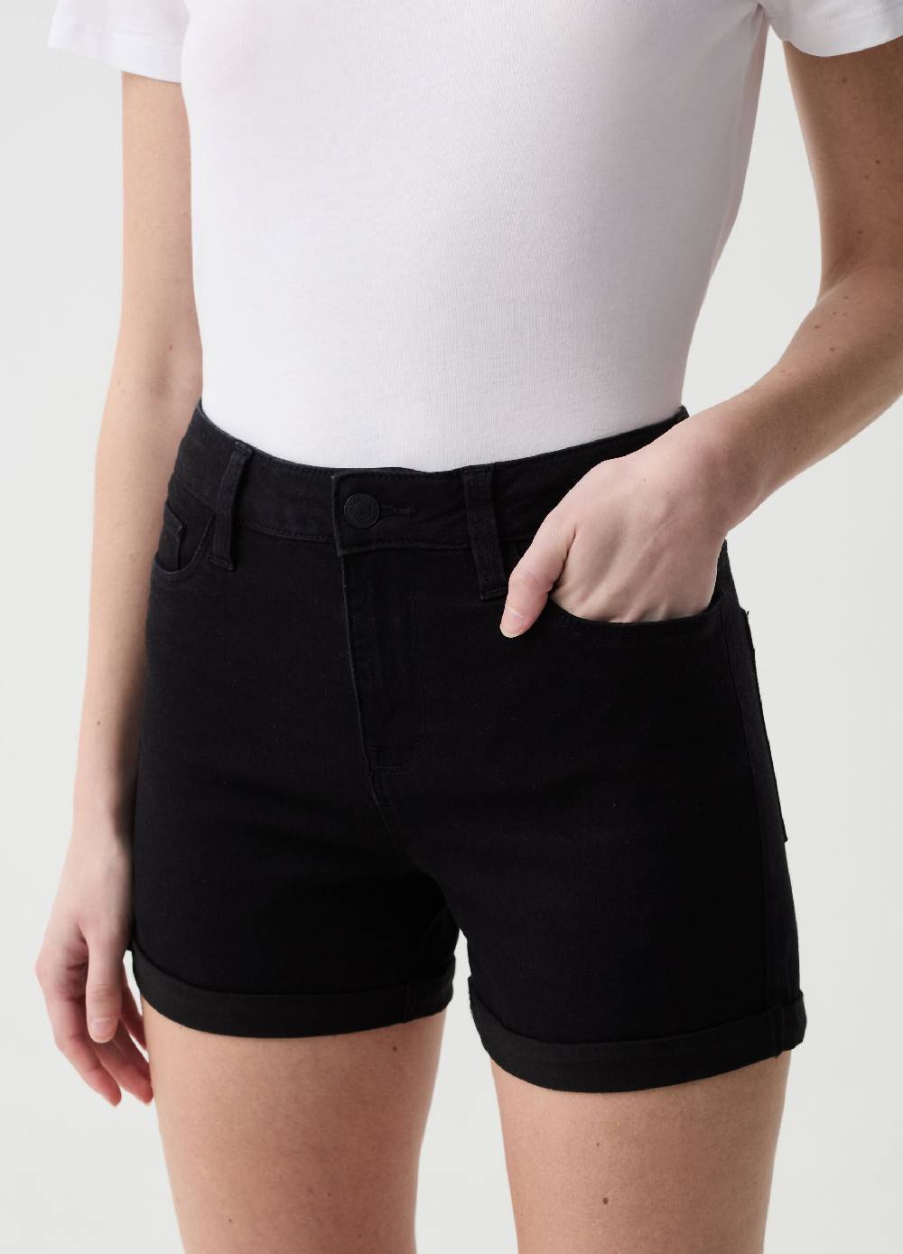 Ovs Shorts in denim con risvolti Prezzo Ridotto