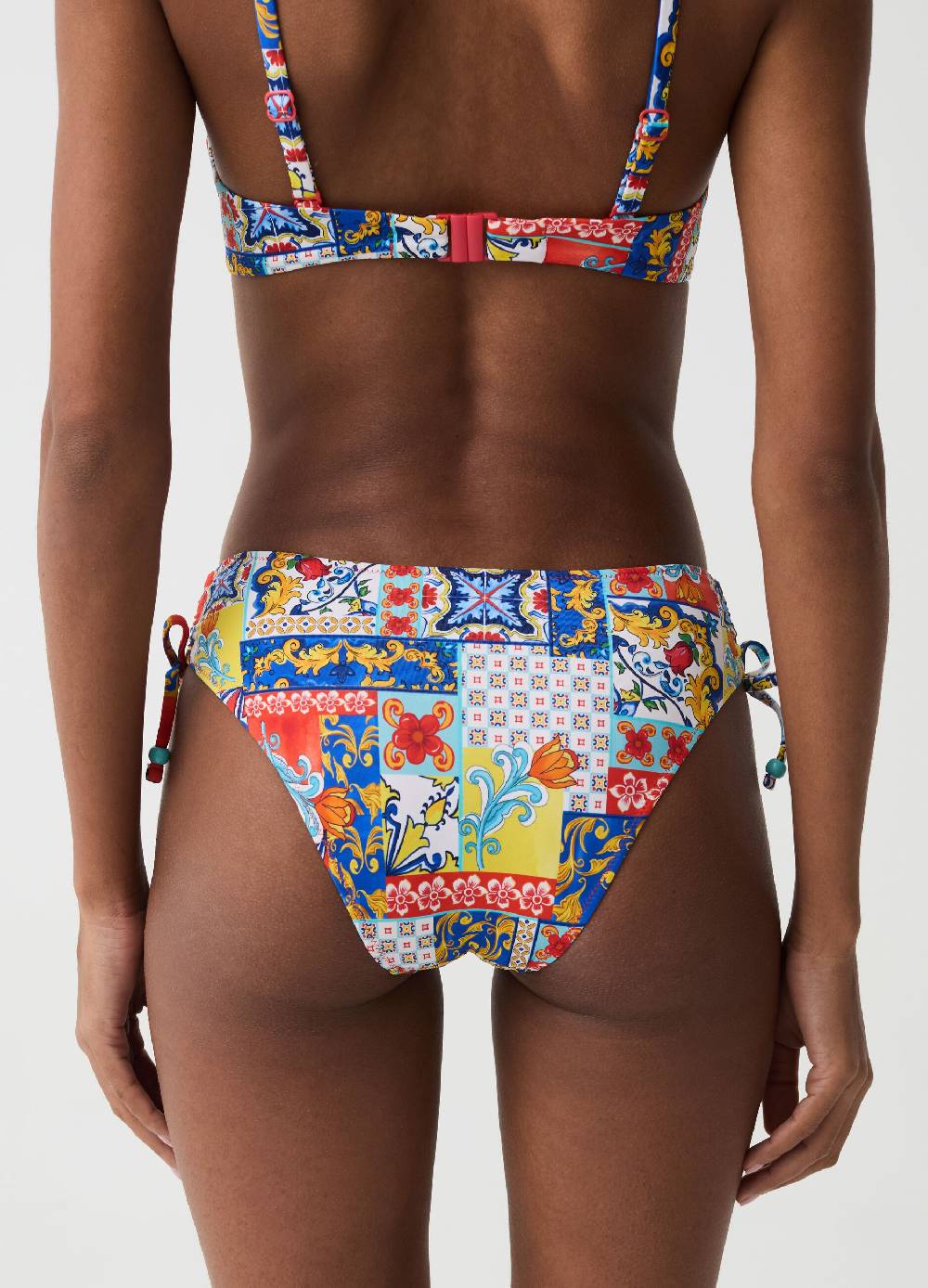 Ovs Slip bikini con coulisse stampa maioliche Vendita Economica