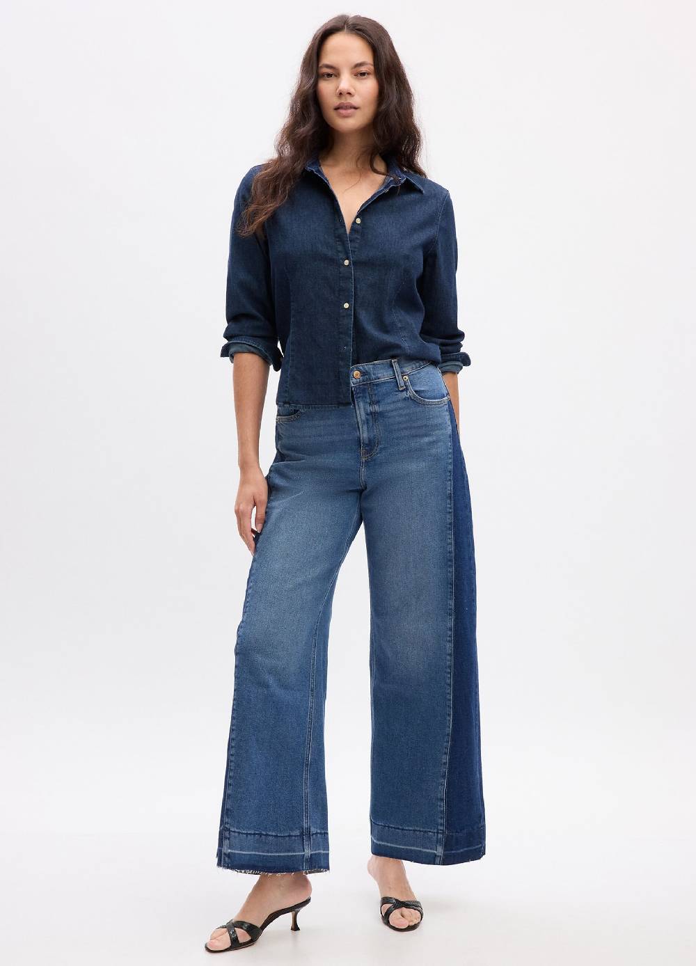 Ovs Jeans wide leg bicolore a vita alta Online