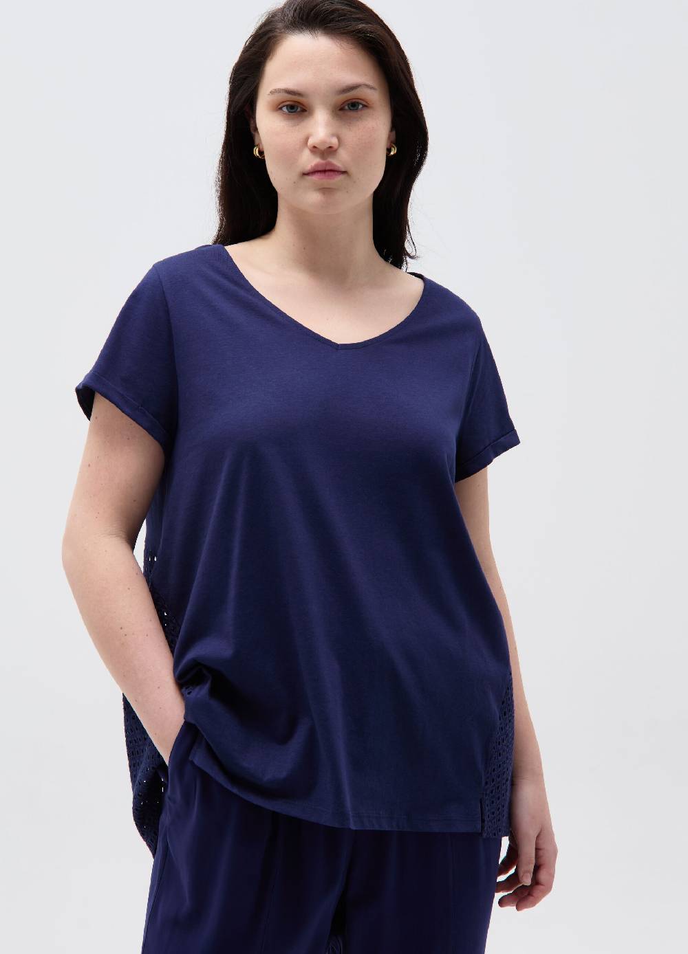 Ovs T-shirt con inserto traforato Curvy Vendita Economica