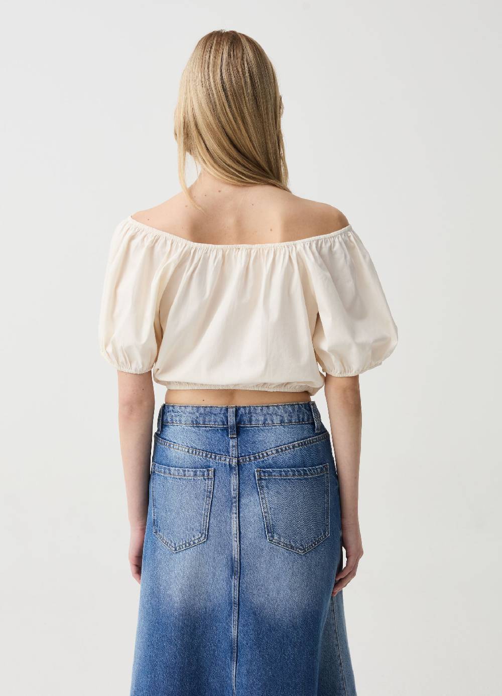 Ovs Crop top in cotone con spalle scoperte Nuova