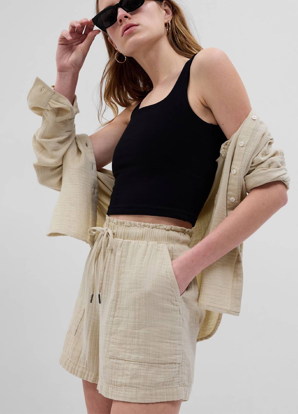 Ovs Shorts in garza di cotone effetto crinkle Italia