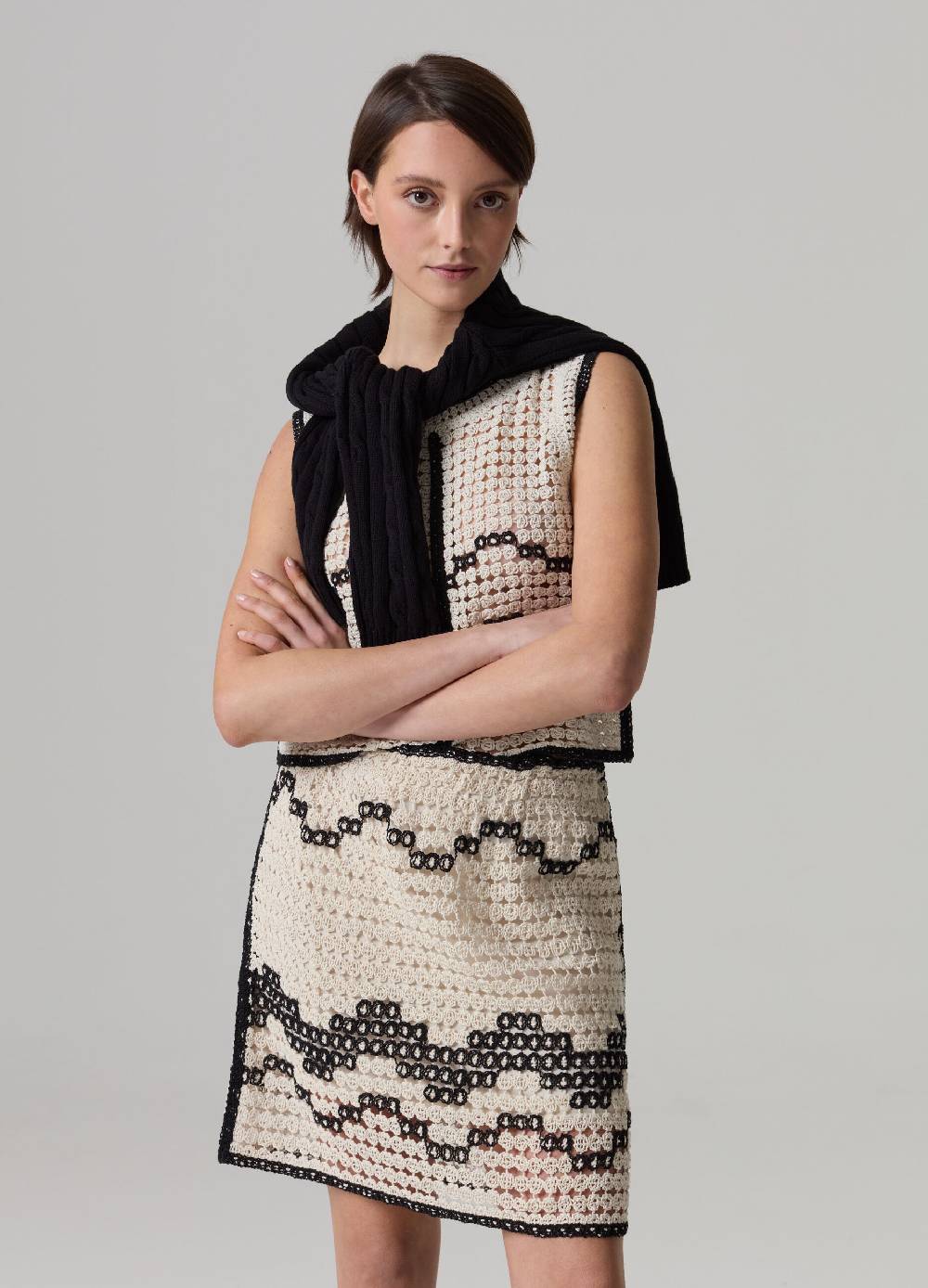 Ovs Minigonna crochet con motivo ondulato
