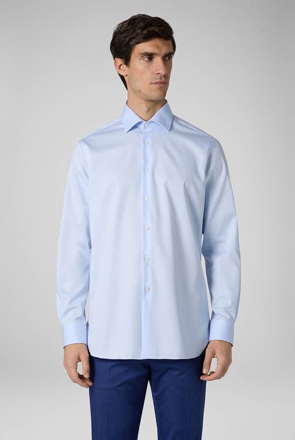 Pal Zileri Camicia azzurra in cotone con collo Milano Liquidazione