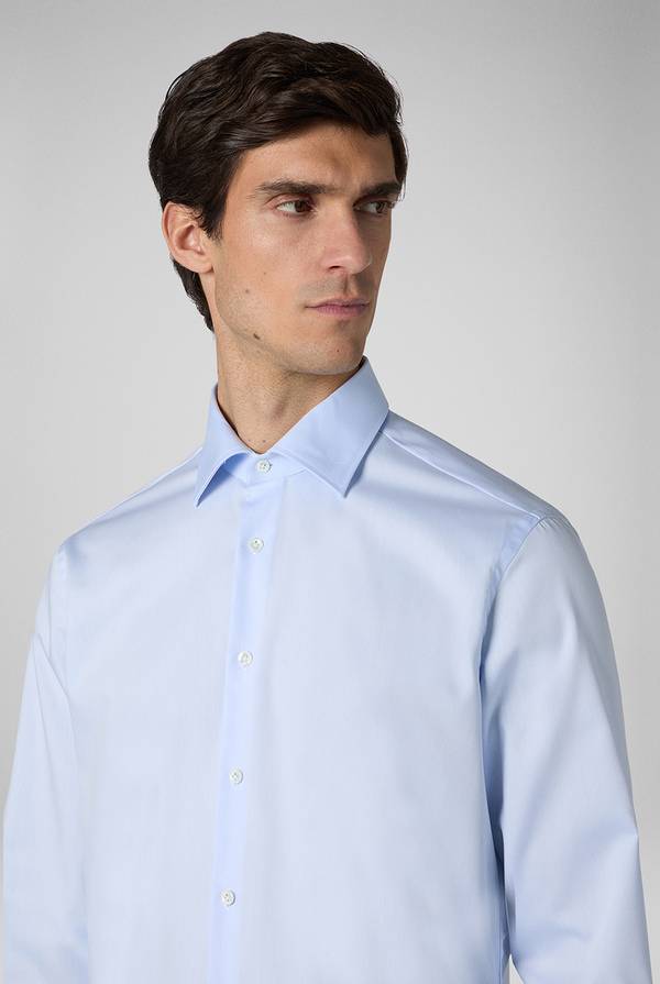 Pal Zileri Camicia azzurra in cotone con collo Milano Liquidazione