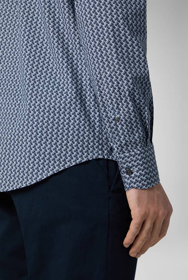 Pal Zileri Camicia in cotone stampato nei toni del blu Consegna Veloce