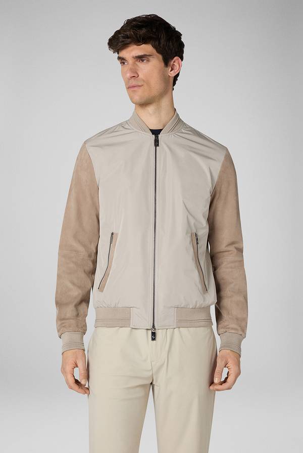 Pal Zileri Bomber beige in nylon e suede Outlet