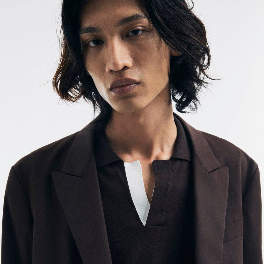 Paolo Pecora Blazer Monopetto in Cotone Fluido - Ebano Offerta speciale