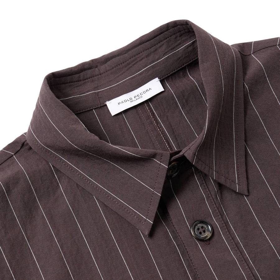 Paolo Pecora Overshirt Seersucker Gessato - Ebano Online Outlet