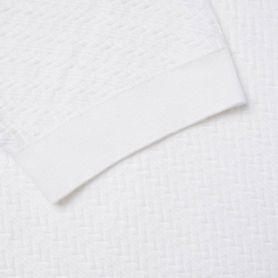Paolo Pecora Maglia in Cotone Extrafine - Bianco Motivo Chevron Offerta temporanea