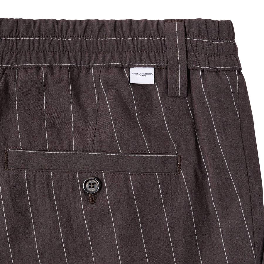 Paolo Pecora Pantalone Tela Seersucker Gessato - Ebano Offerte esclusive
