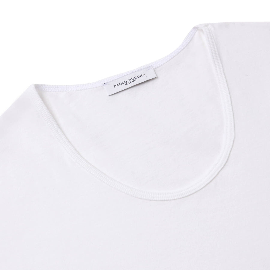 Paolo Pecora T-Shirt in Jersey Puro Cotone - Bianco Grandi sconti