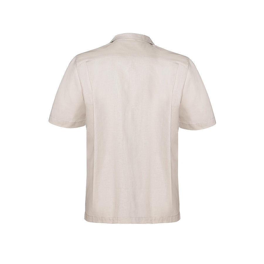 Paolo Pecora Camicia Regular in Lino Beige con Bottoni Sconti VIP