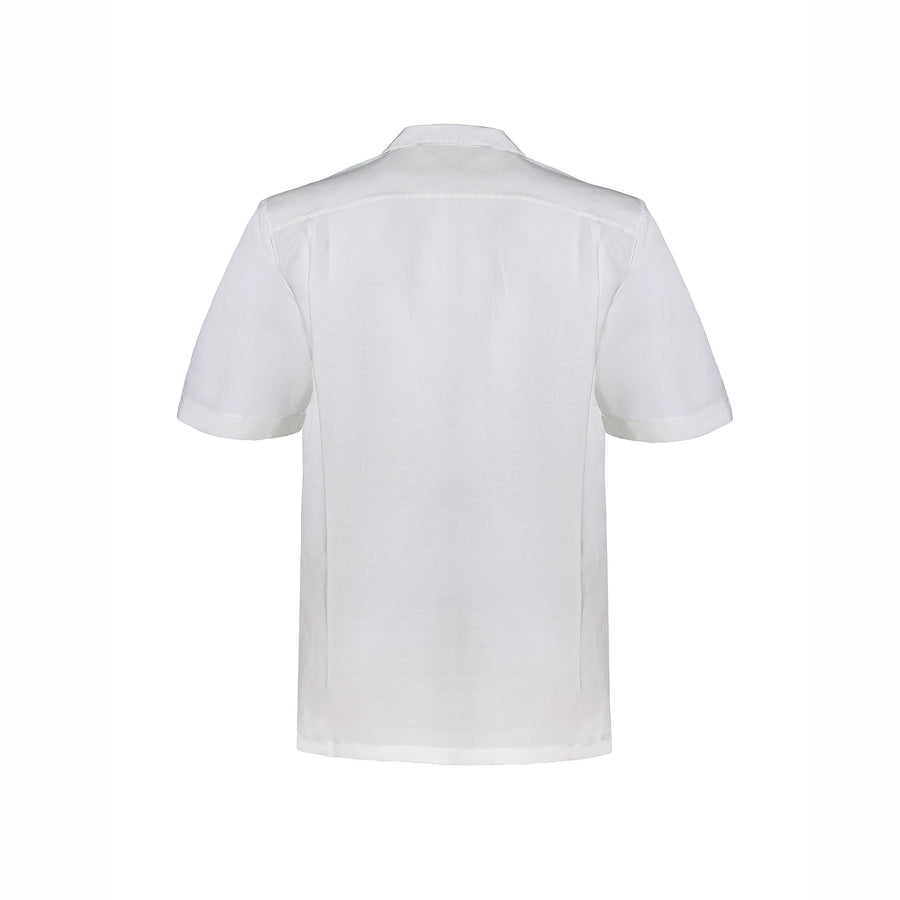 Paolo Pecora Camicia Regular in Lino con Bottoni Panna Prezzo basso
