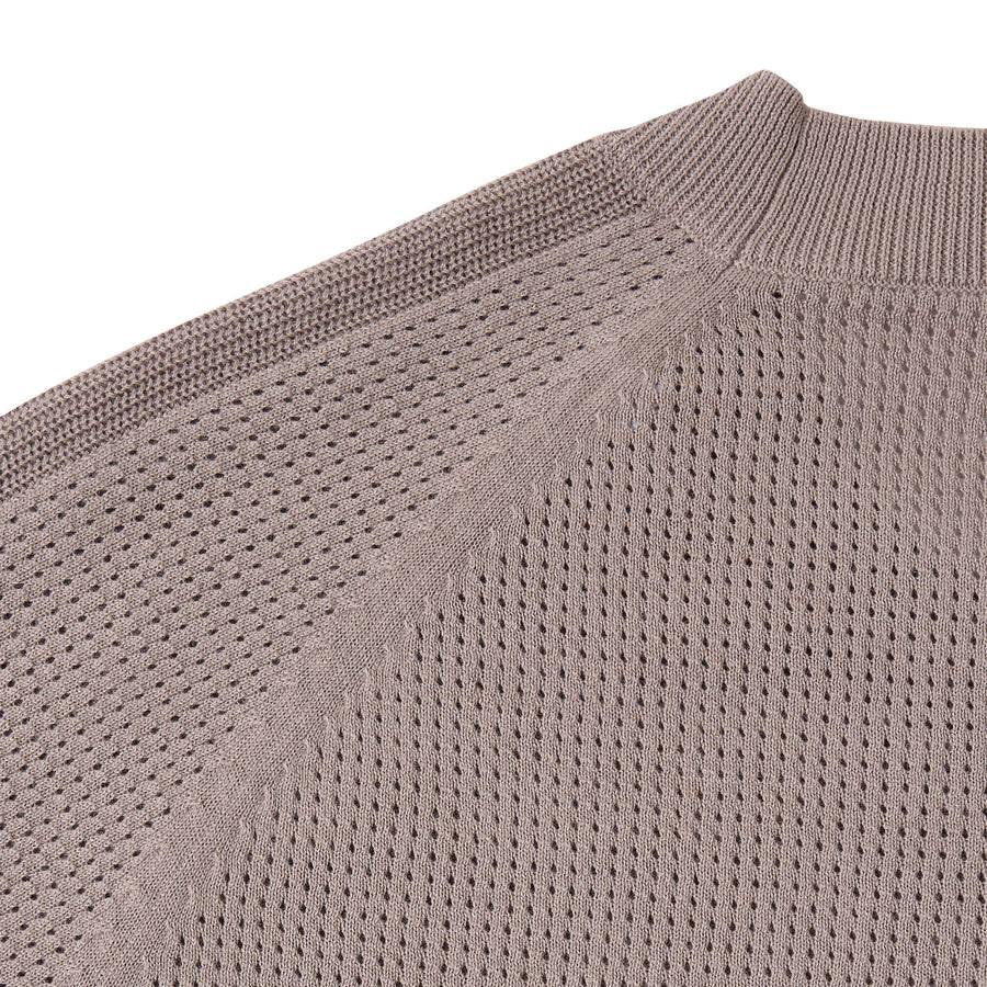 Paolo Pecora Maglia in Cotone Crepe Extrafine - Tortora Lavorazione Traforo Ritorno libero