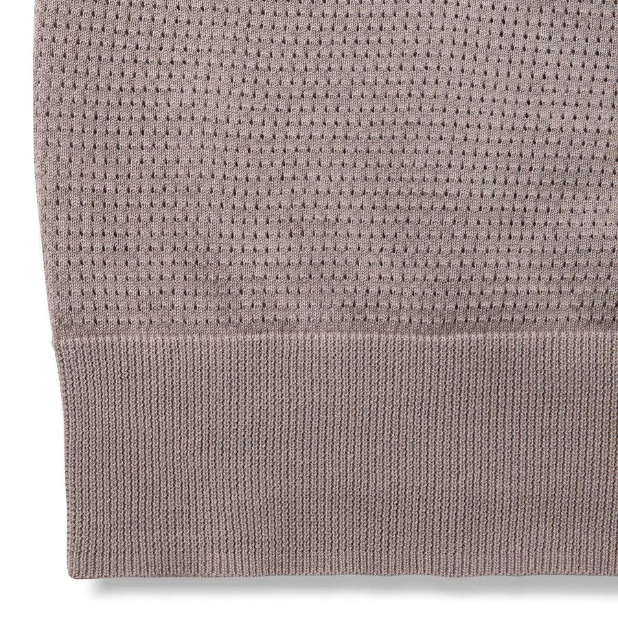 Paolo Pecora Maglia in Cotone Crepe Extrafine - Tortora Lavorazione Traforo Ritorno libero