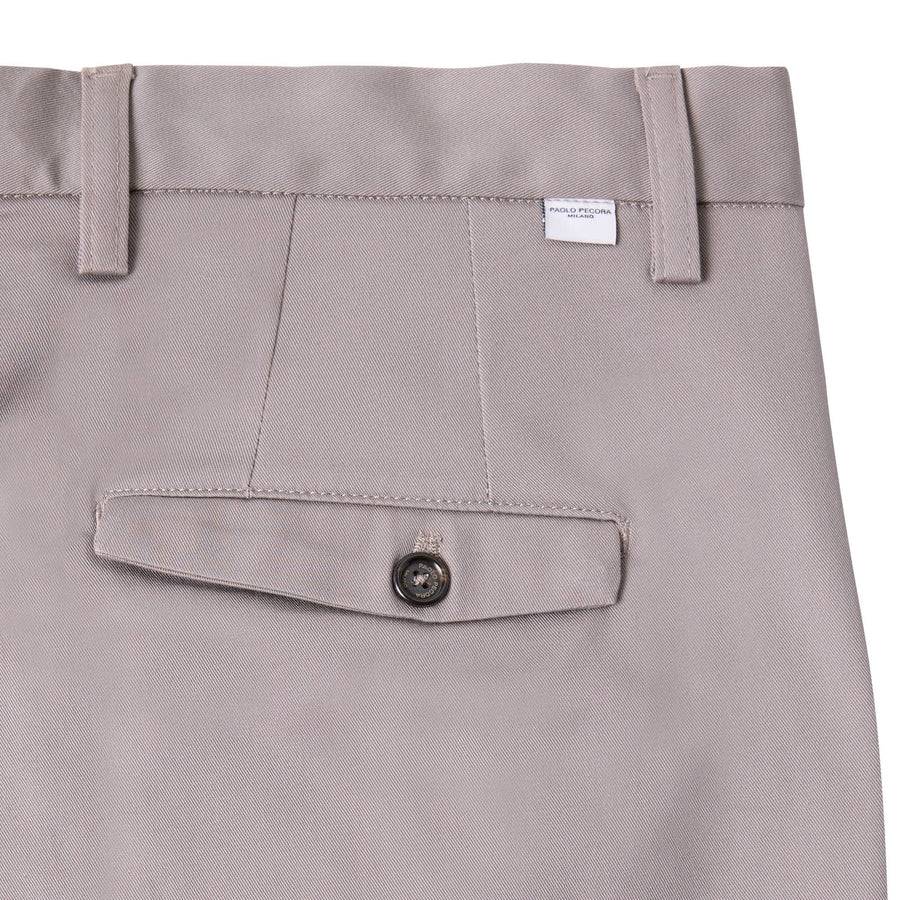 Paolo Pecora Chino Gabardina di Cotone Stretch - Tortora ACQUISTA ORA