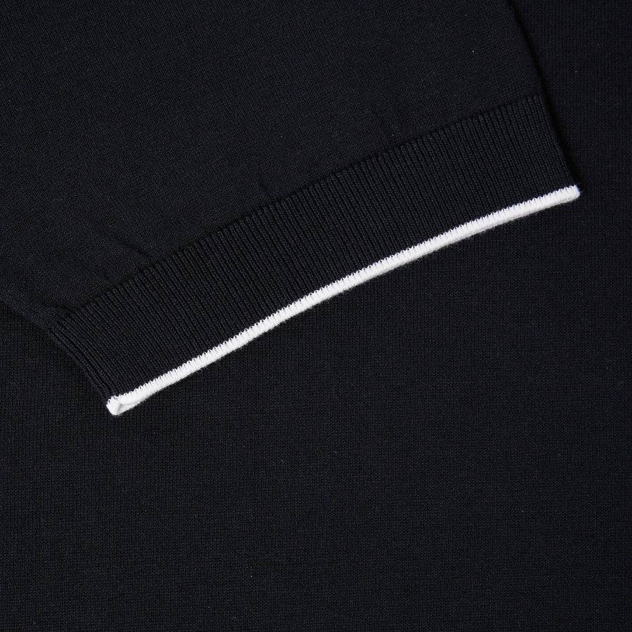 Paolo Pecora Maglia Girocollo in Cotone Extrafine - Nero con Dettagli Bianchi Latest stili