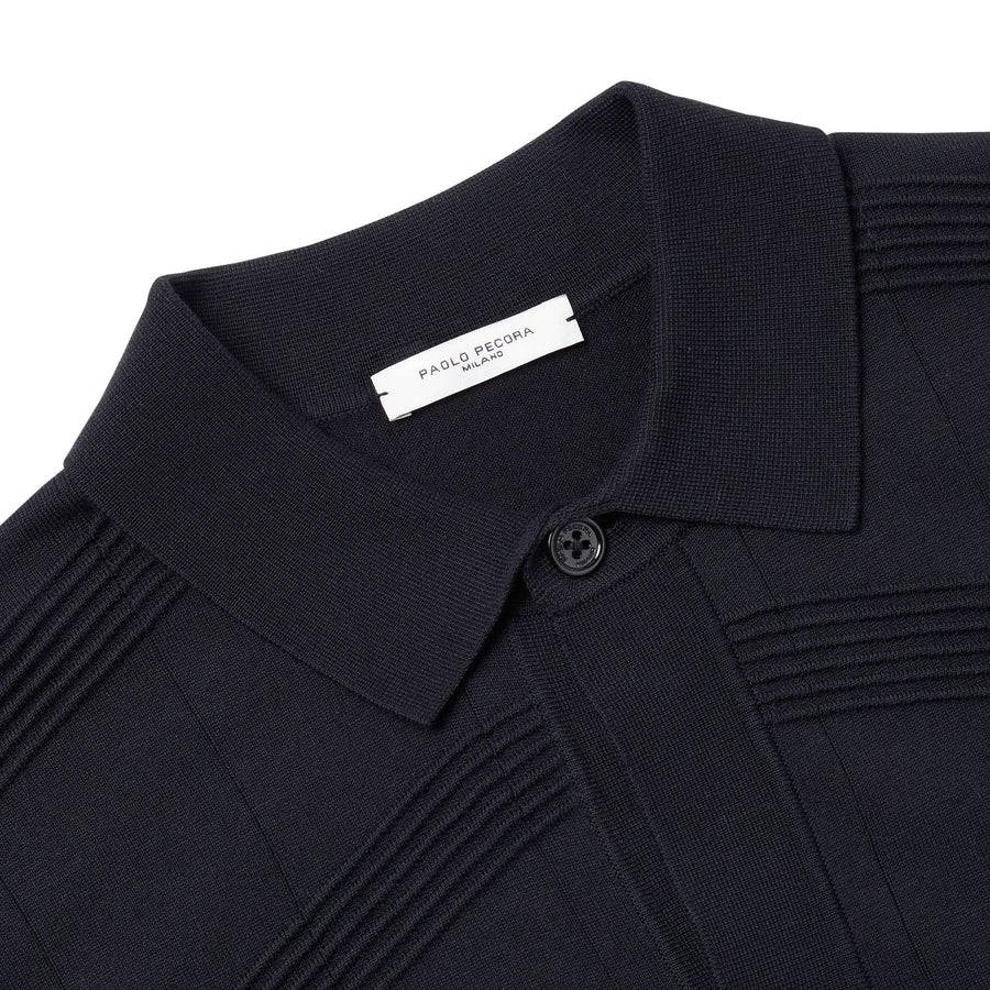 Paolo Pecora Maglia in Cotone Crepe Extrafine - Nero Promozione temporanea