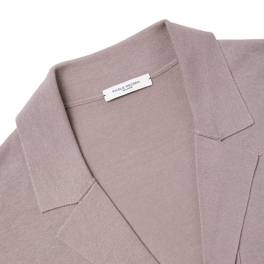 Paolo Pecora Cardigan Collo Giacca in Seta Cotone Extrafine - Tortora Fino al 60% di sconto