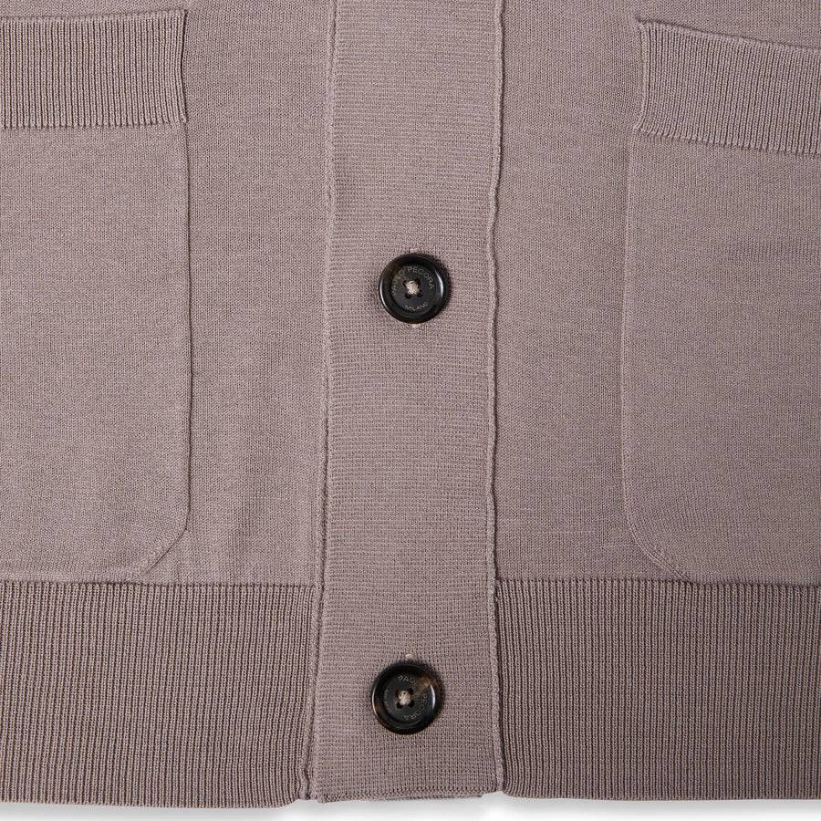 Paolo Pecora Cardigan Collo Giacca in Seta Cotone Extrafine - Tortora Fino al 60% di sconto
