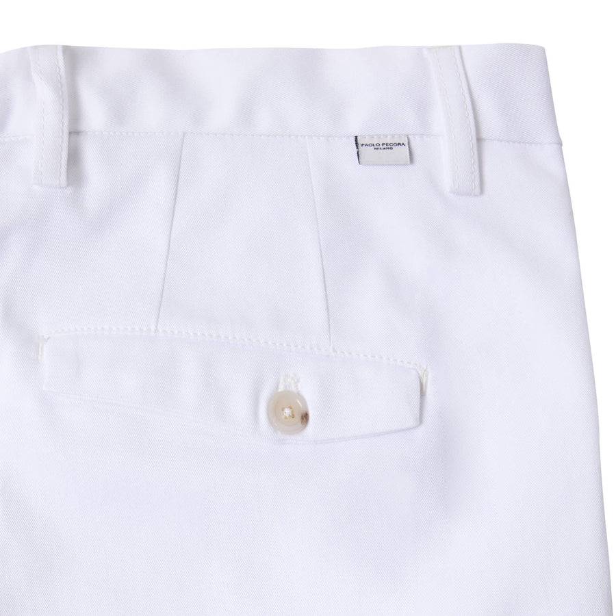 Paolo Pecora Chino Sartoriale in Gabardina di Cotone - Bianco Fino al 65% di sconto