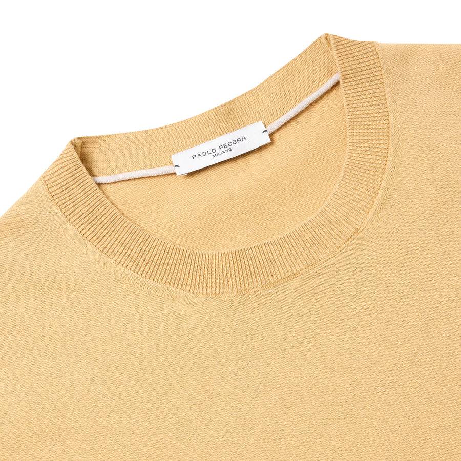 Paolo Pecora Maglia Girocollo in Puro Cotone Extrafine - Curry Offerta speciale della fabbrica