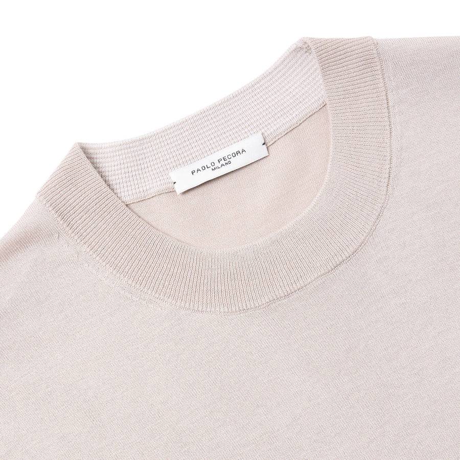 Paolo Pecora Maglia in Seta Cotone Extrafine - Eleganza Sabbia Enormi sconti