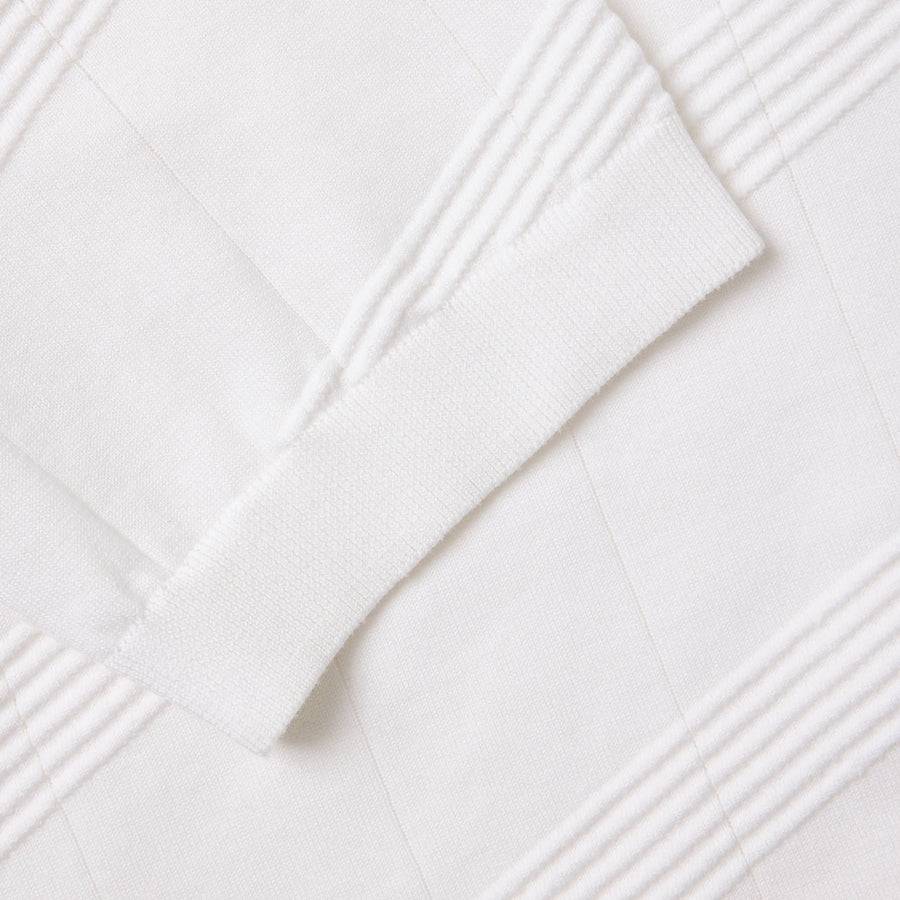 Paolo Pecora Maglia in Cotone Crepe Extrafine - Bianco Motivo Diagonale Limitato a 3 giorni