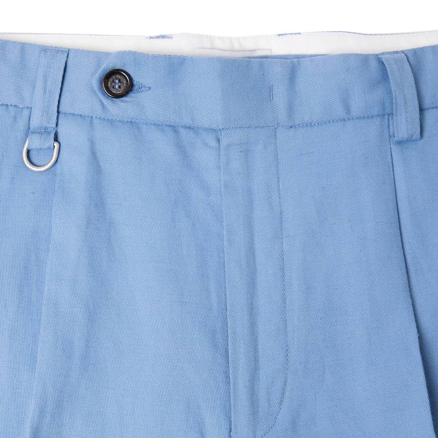Paolo Pecora Chino in Tela di Cotone Lino - Azzurro Esporta salva