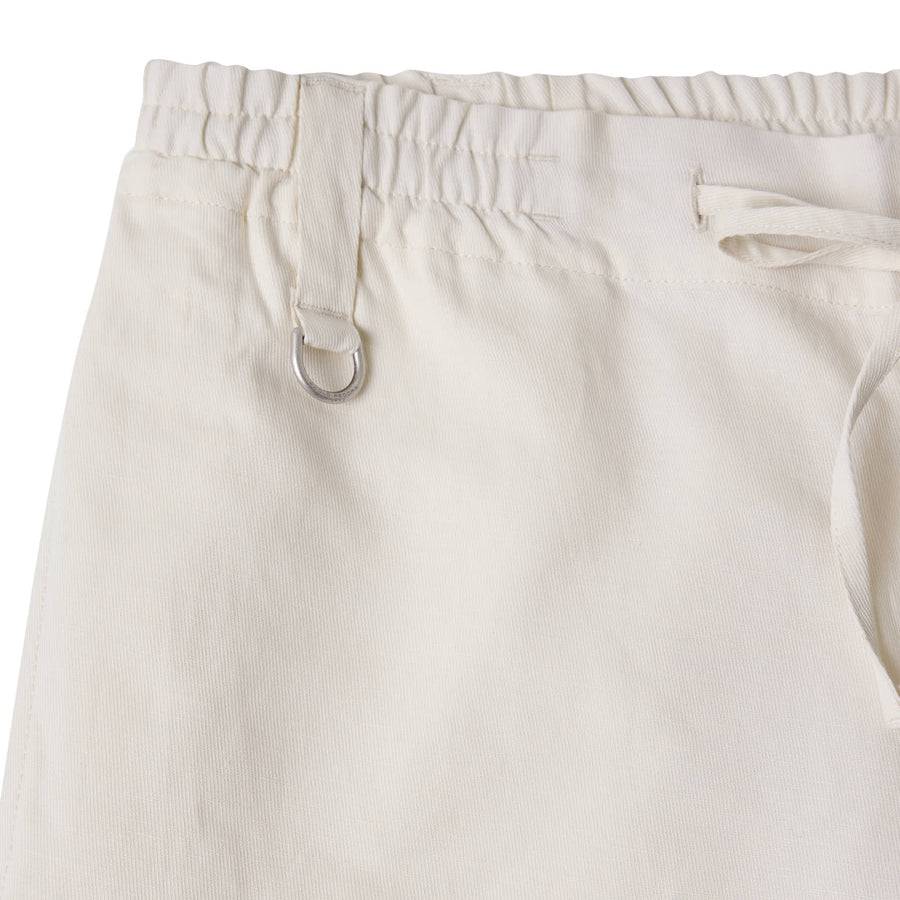 Paolo Pecora Pantaloni in Tela di Cotone Lino - Bianco Ecru Black Friday Prezzi