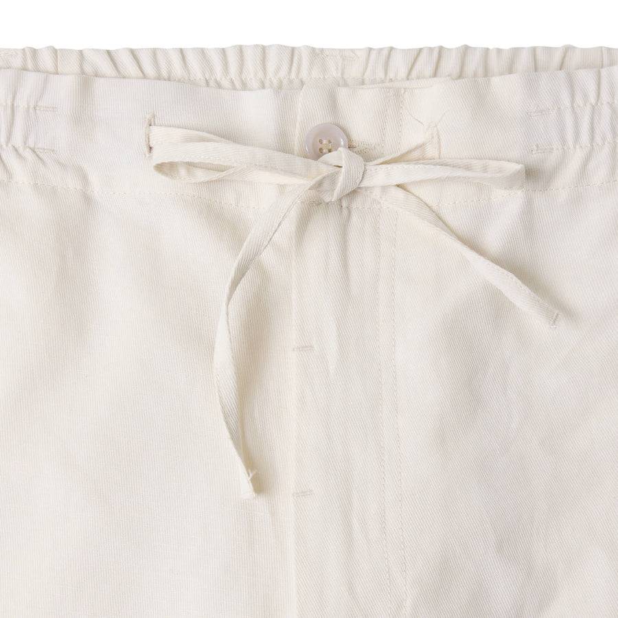 Paolo Pecora Pantaloni in Tela di Cotone Lino - Bianco Ecru Black Friday Prezzi