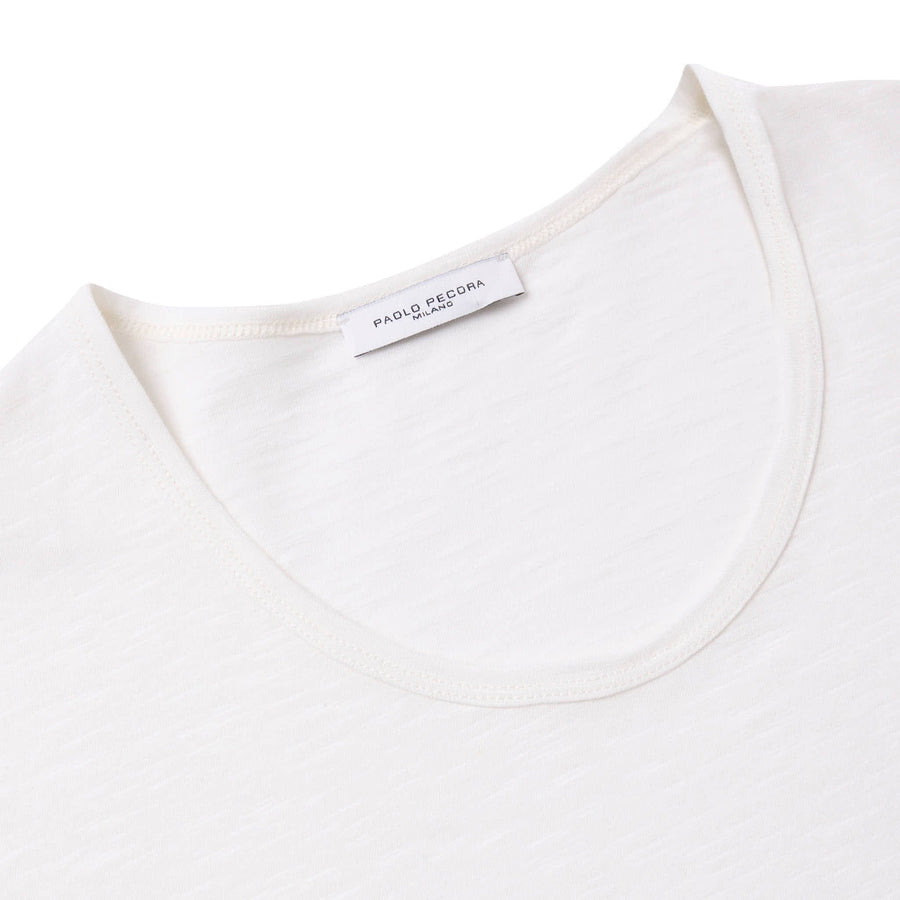 Paolo Pecora T-shirt Jersey Cotone Lino - Bianca In vendita