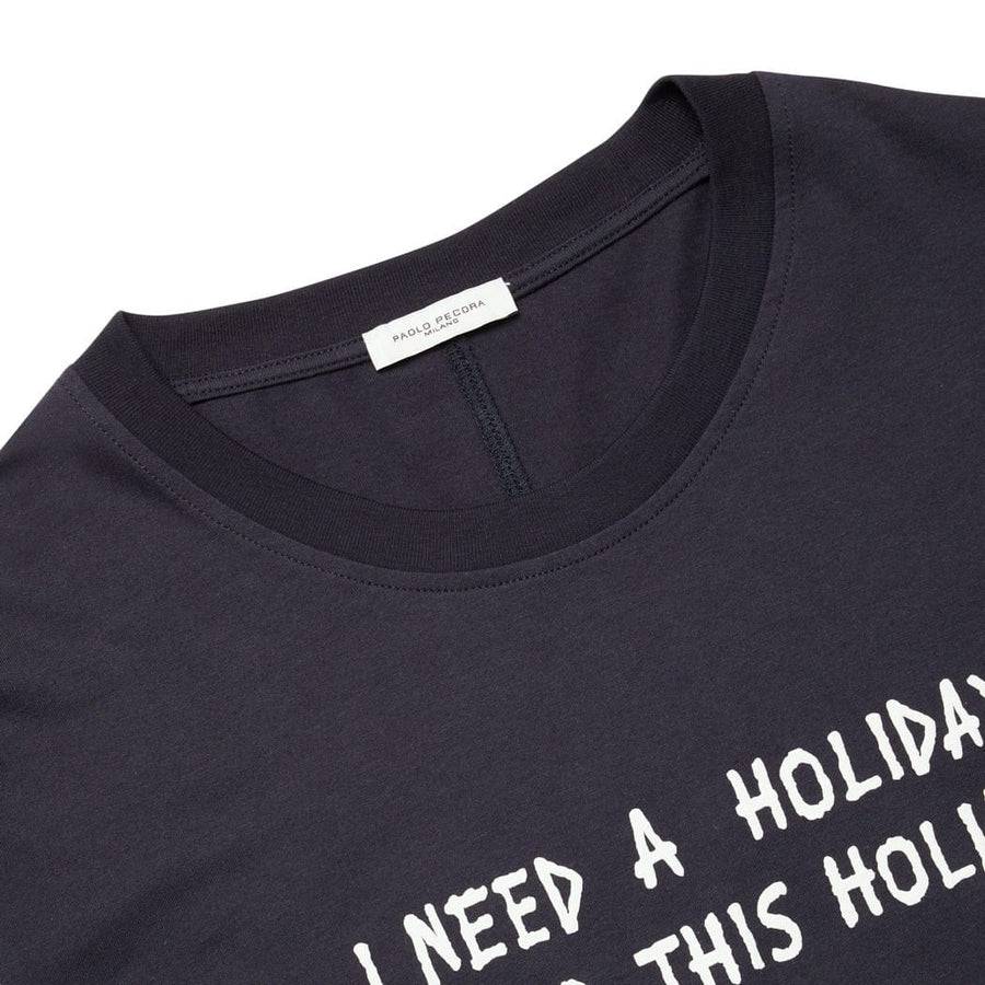 Paolo Pecora T-shirt Blu Navy "Holiday" by Pietro Terzini Consegna Veloce