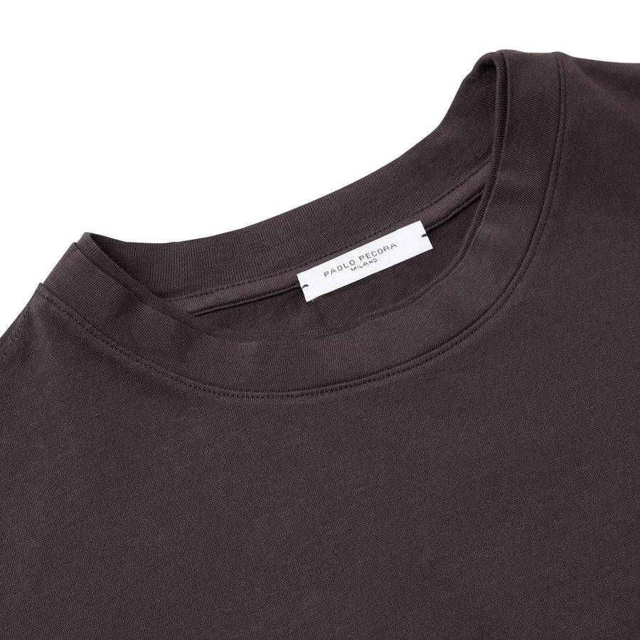Paolo Pecora T-Shirt in Jersey Puro Cotone - Ebano Fino Al -60%