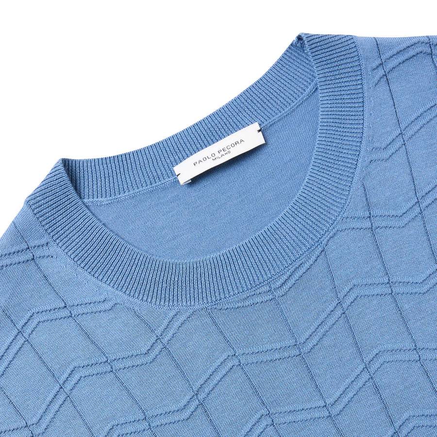 Paolo Pecora Maglia Chevron Seta Cotone- Azzurro Novità