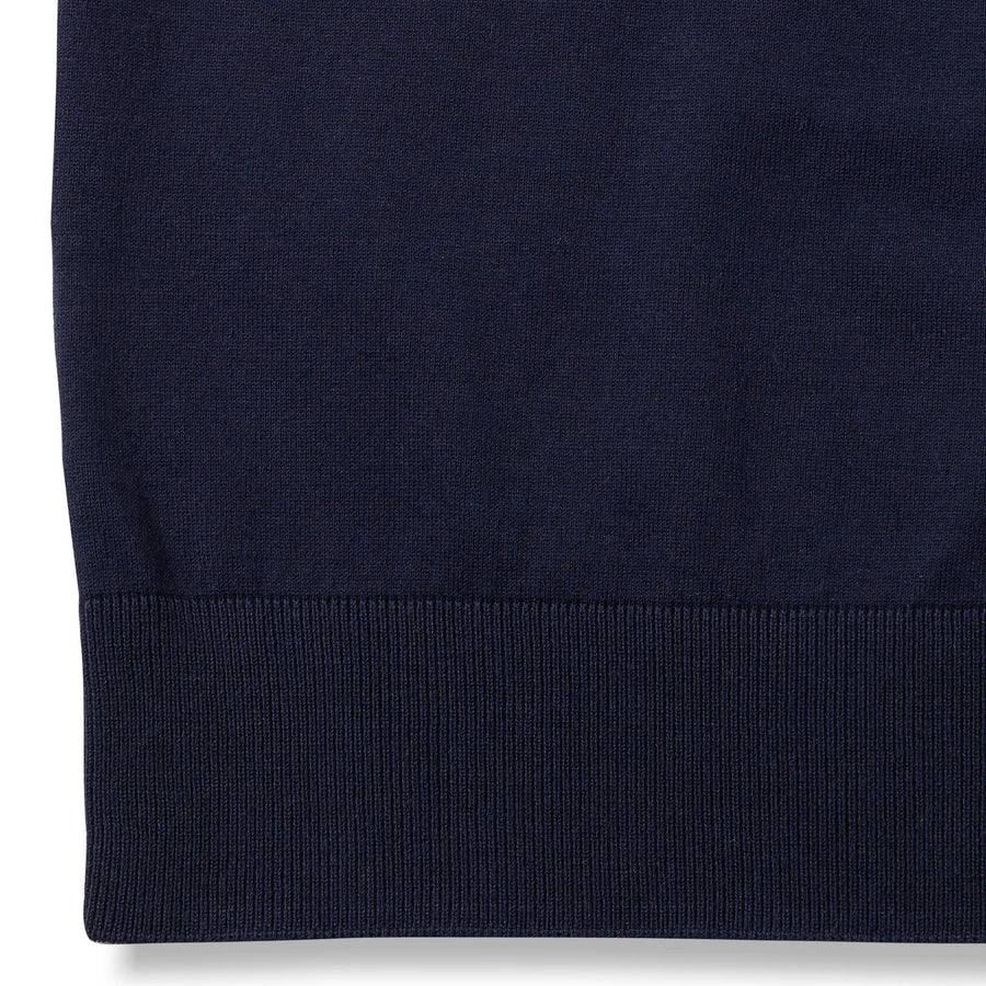 Paolo Pecora Maglia Girocollo in Puro Cotone Extrafine - Blu Navy con Dettagli Bianchi Offerta