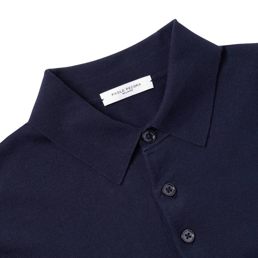 Paolo Pecora Polo Manica Corta in Cotone Extrafine - Blu Navy Economico
