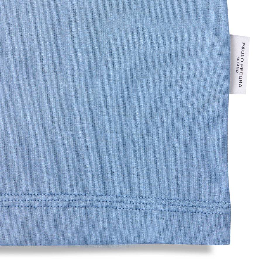Paolo Pecora T-Shirt in Jersey Lucido - Azzurro Polvere Outlet