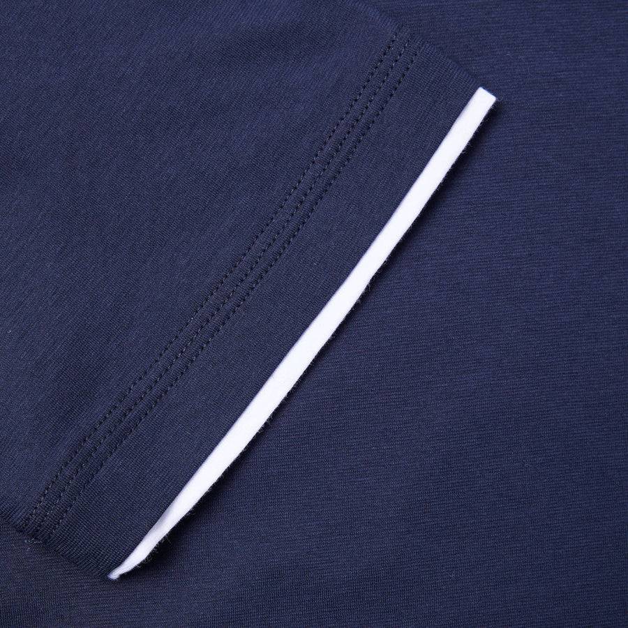 Paolo Pecora T-Shirt in Jersey e Contrasti - Blu Navy In Vendita