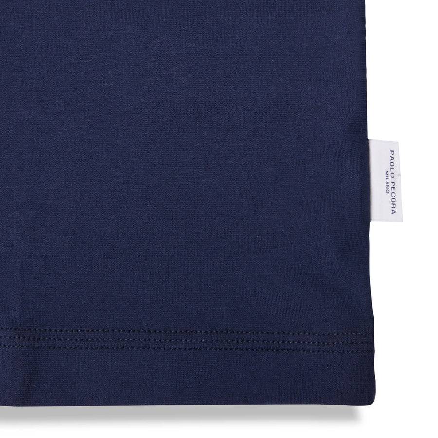 Paolo Pecora T-Shirt in Jersey e Contrasti - Blu Navy In Vendita