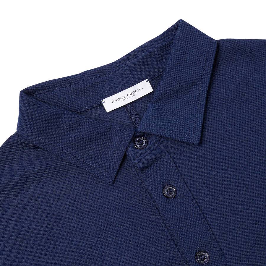 Paolo Pecora Polo in Cotone Piquet - Blu Navy Offerte